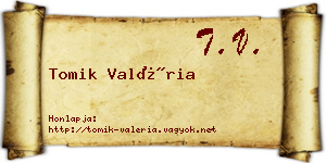 Tomik Valéria névjegykártya